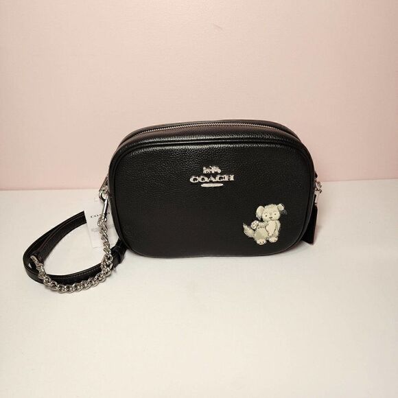 NWT Coach CC791 Jamie Camera Bag With Happy Dog in Refine Pebble Leather Black - Picture 1 of 7